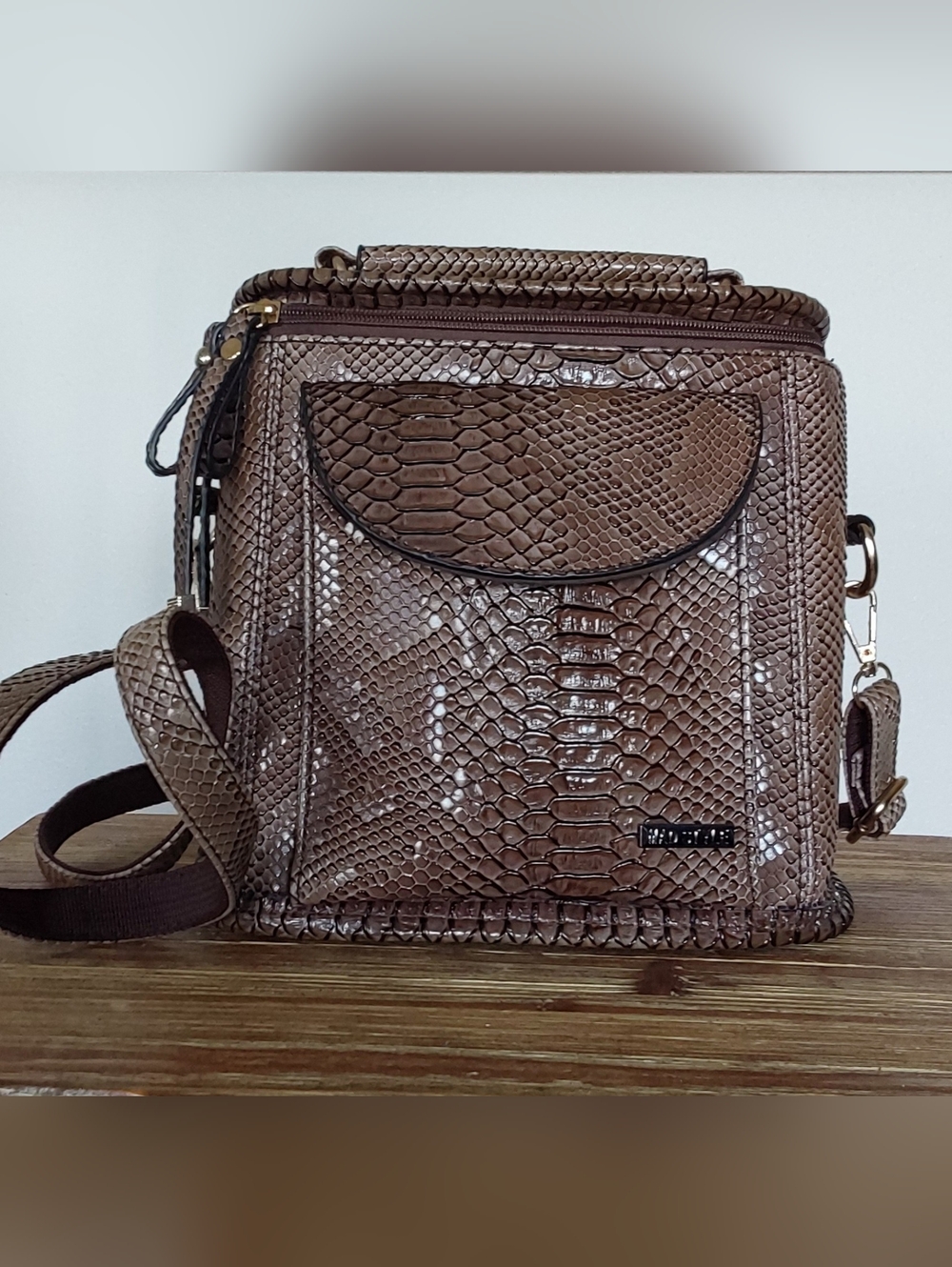 EXOTIC FAUX PYTHON CROSSBODY BAG
